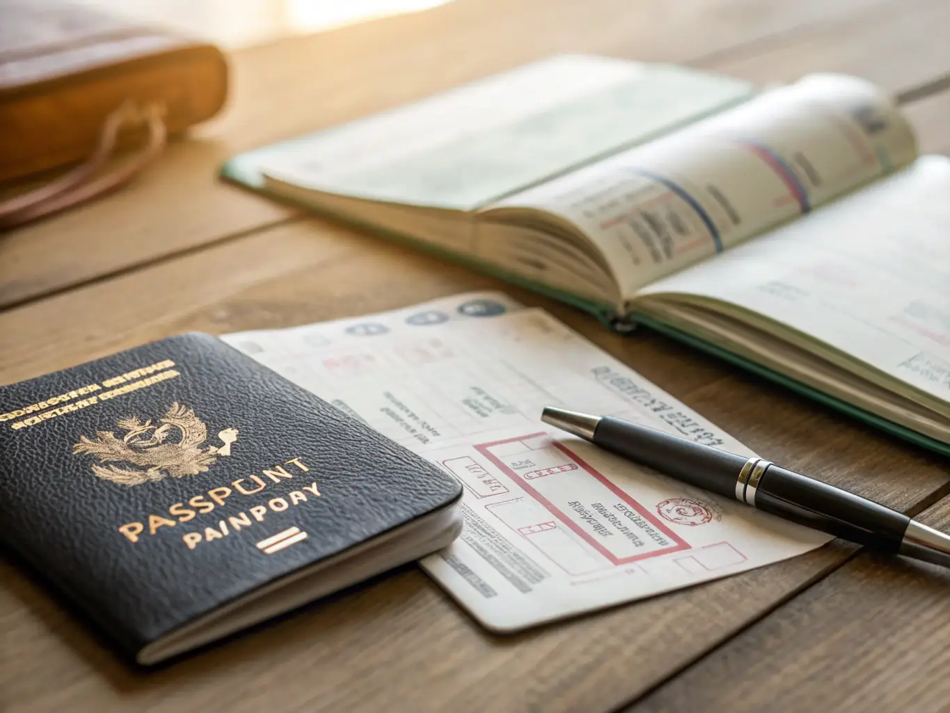 A close-up of a passport with various visa stamps, highlighting the importance of understanding and meeting visa requirements for international travel.